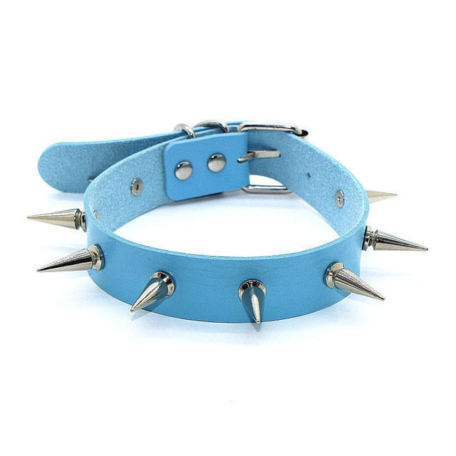 Gothic Pink Spiked Chokers Necklaces