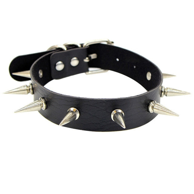 Gothic Pink Spiked Chokers Necklaces