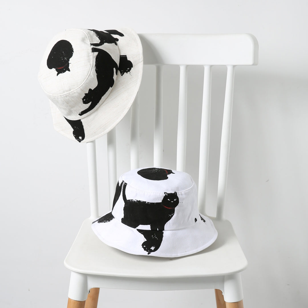 Printed Black Cat Bucket Fisherman Hats