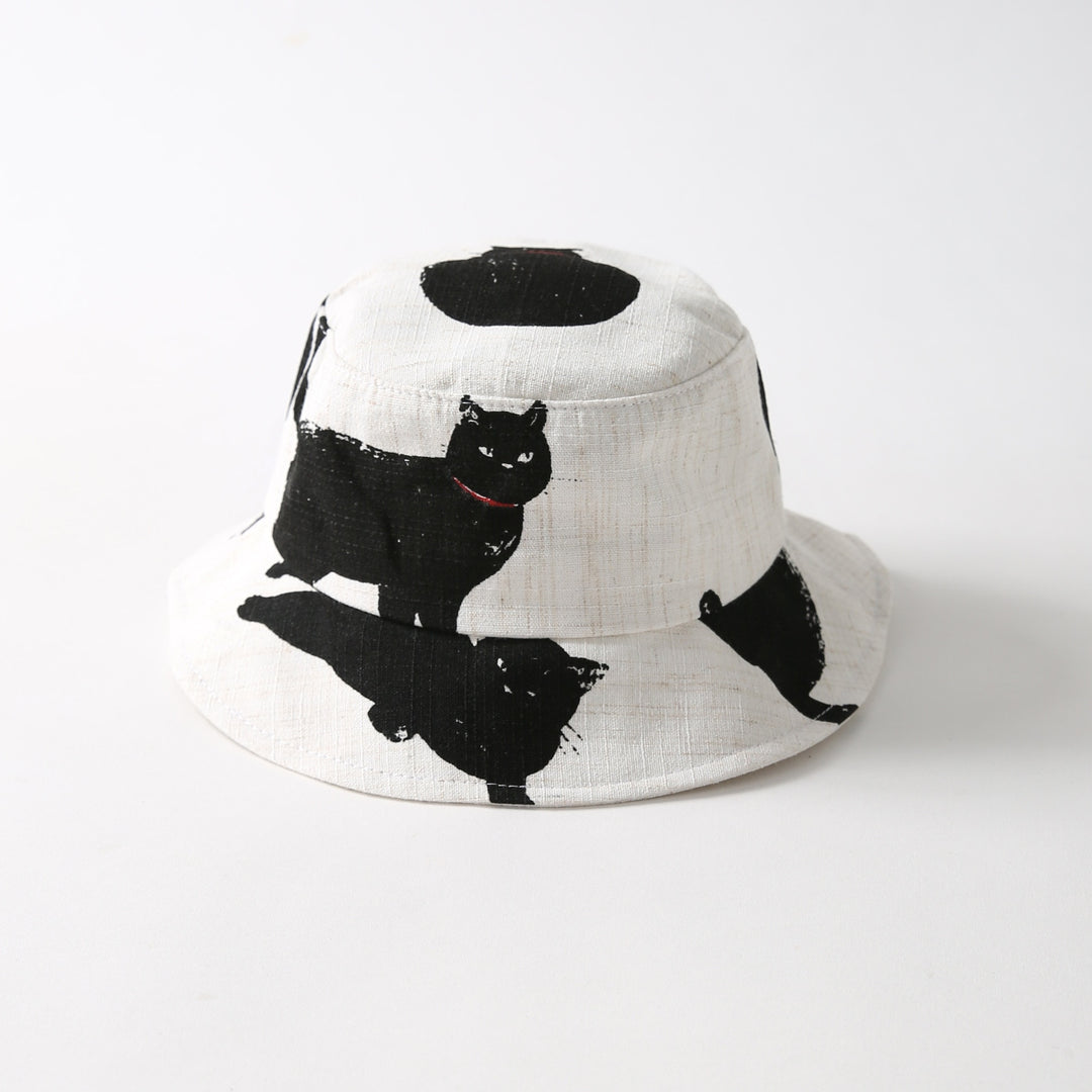 Printed Black Cat Bucket Fisherman Hats