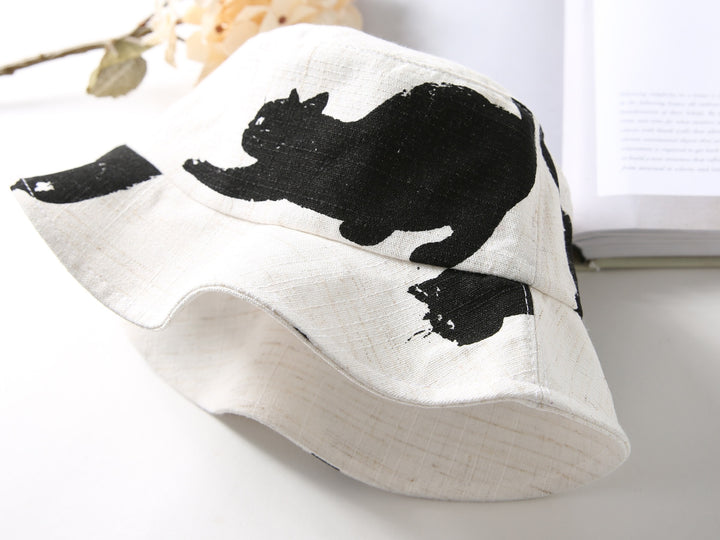 Printed Black Cat Bucket Fisherman Hats