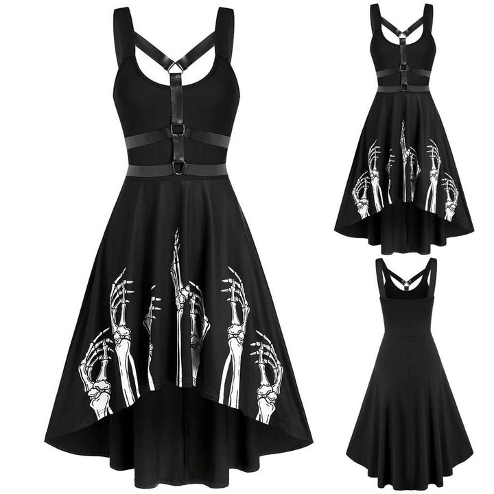 Women Gothic Dress Halter Retro Steampunk Sleeveless Dress