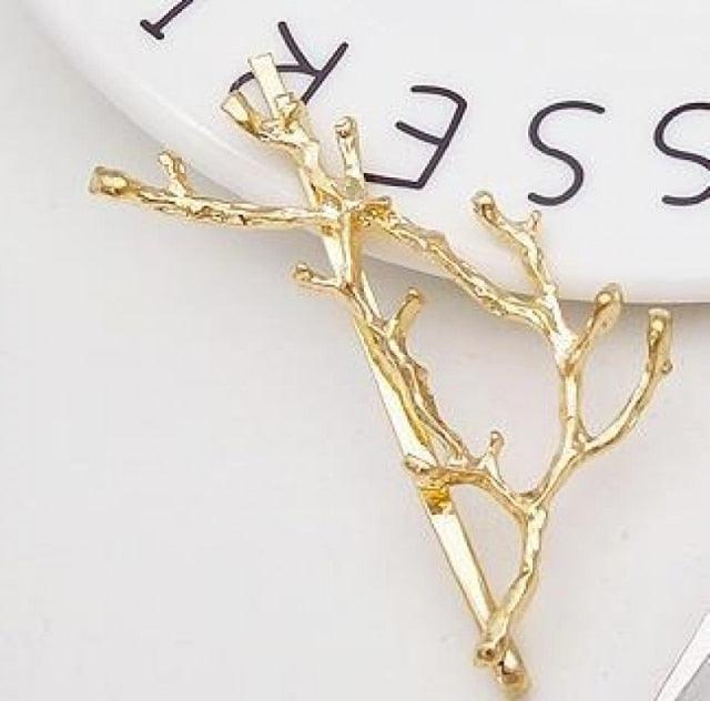 Minimalist Dainty Gold Silver Metal Hairpin Leaf Hair Clip Clamps
