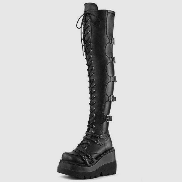 Womens High Platform Gothic Boots