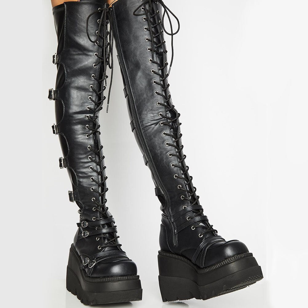 Womens High Platform Gothic Boots