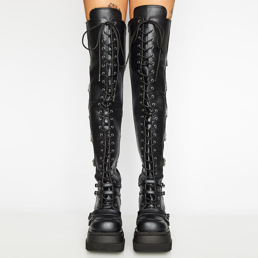 Womens High Platform Gothic Boots