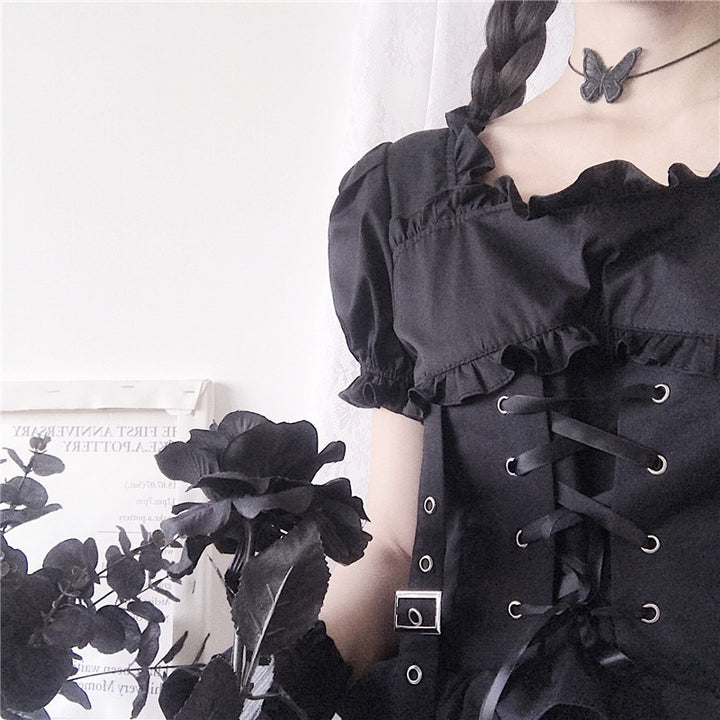 Black Gothic Lolita Punk Dress