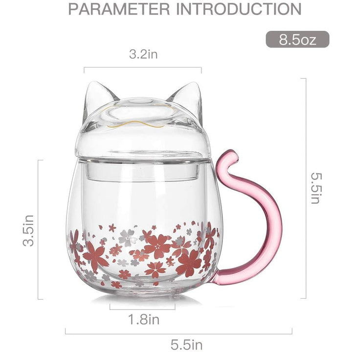 Sakura Cat Glass Cup