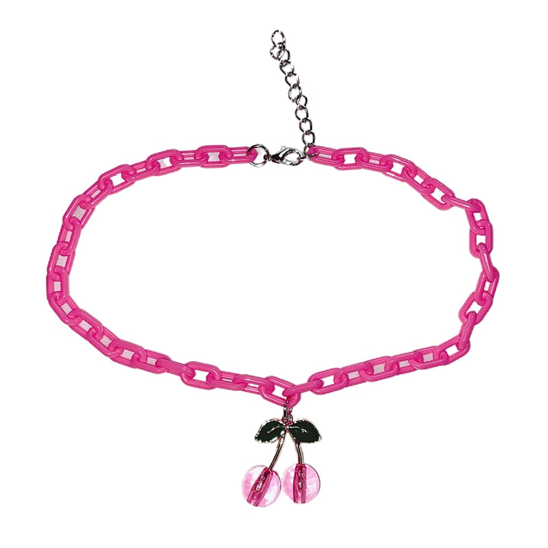 Pink Cherry Jewelry Necklace