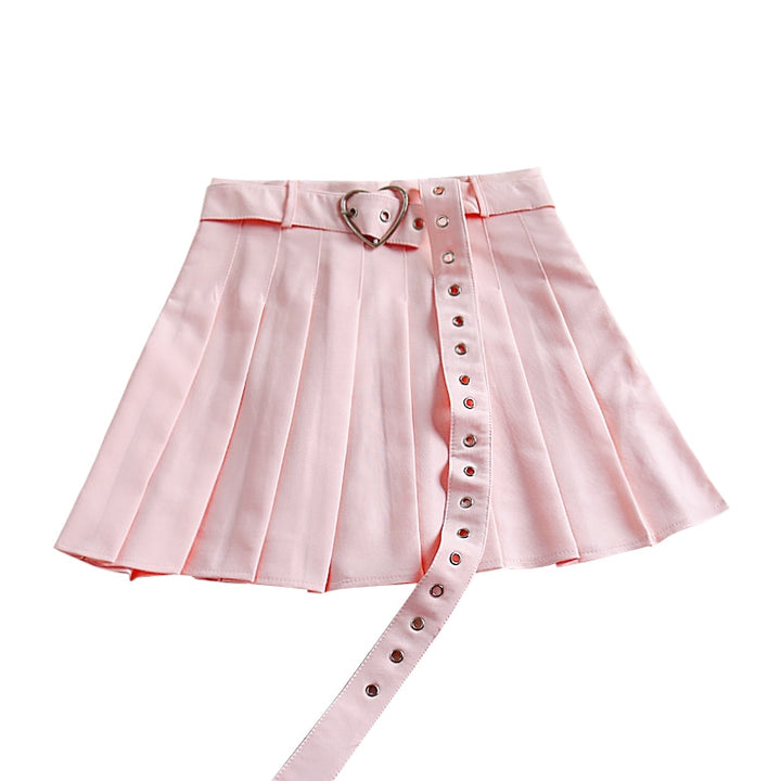 JK Pleated Skirt with Heart Shape Belt