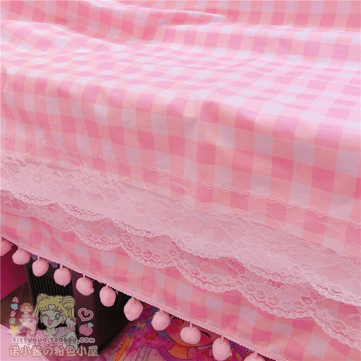 Lovely Pink Plaid Tablecloth