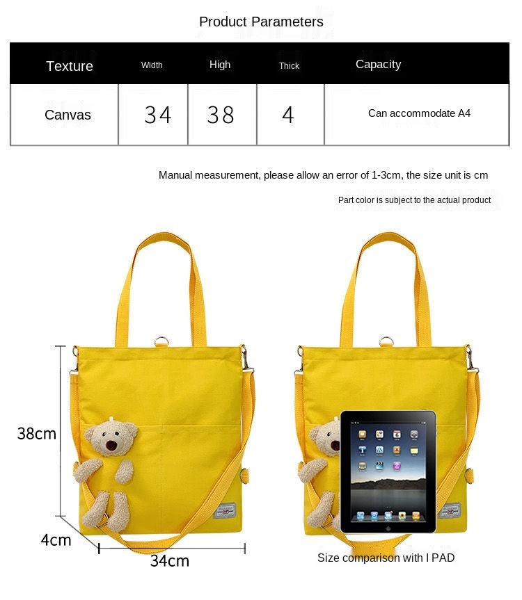 Cute Bear Eco Canvas Shoulder Bags