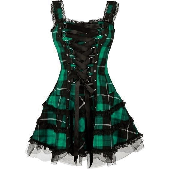 Lace-Up Gothic Gowns Mini Dress
