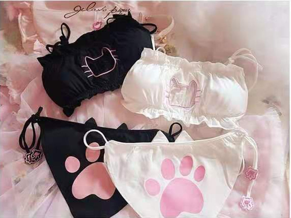 Japanese Girls Cute Cat Underwear Set
