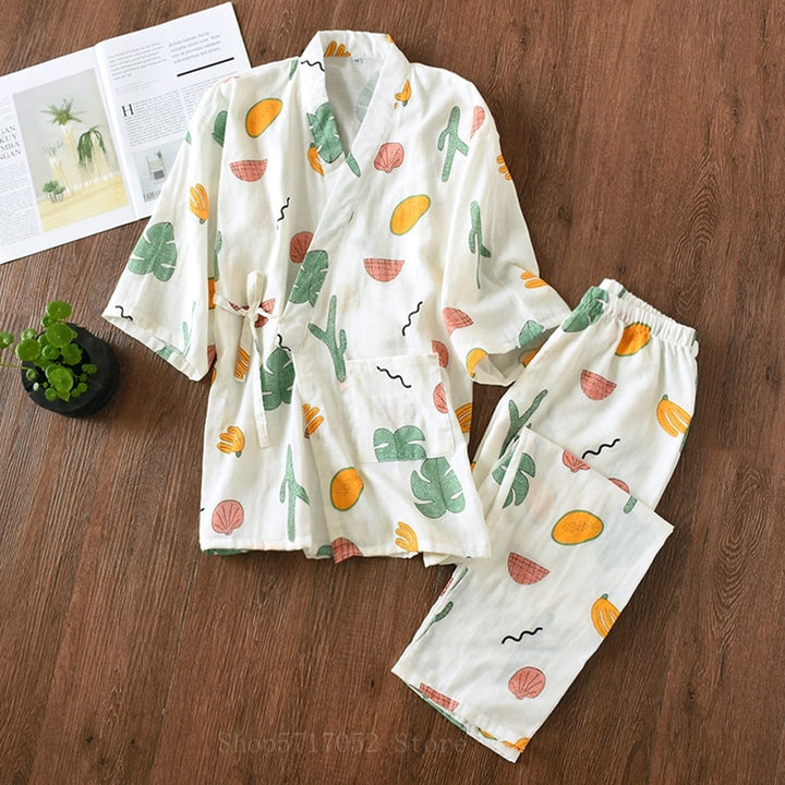 Kawaii Cat Printed Kimono Lover Pajamas