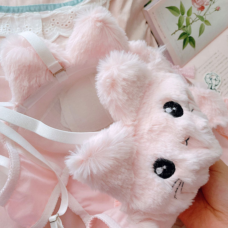 Sweet Cute Cat Wire Free Bra Set