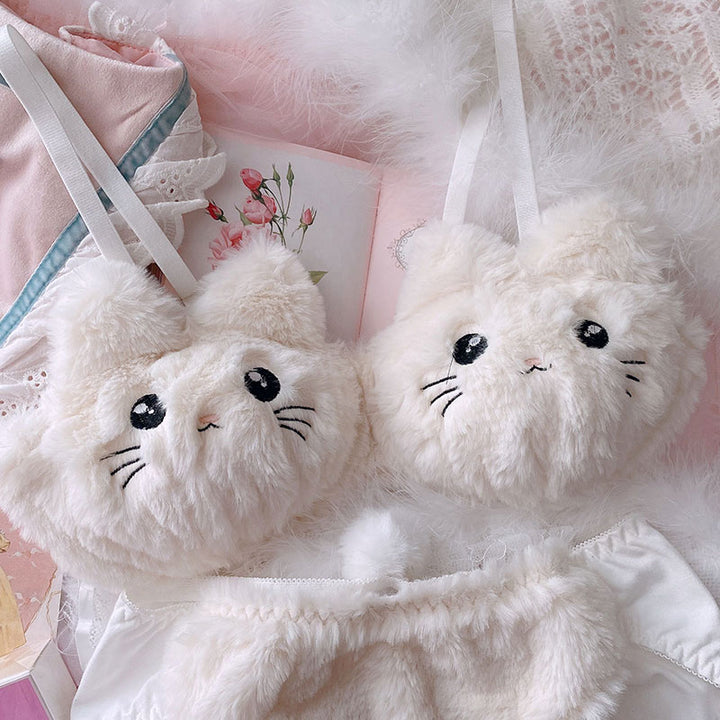 Sweet Cute Cat Wire Free Bra Set