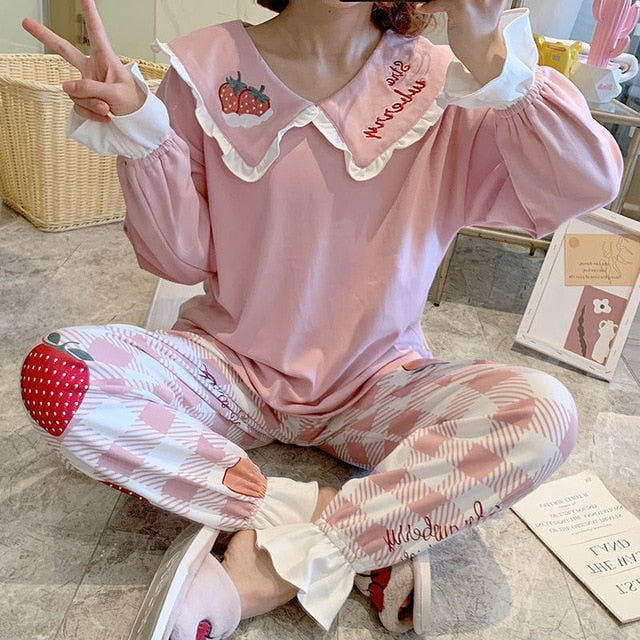 Kpop Cute Ruffled Bow Pajama Sets