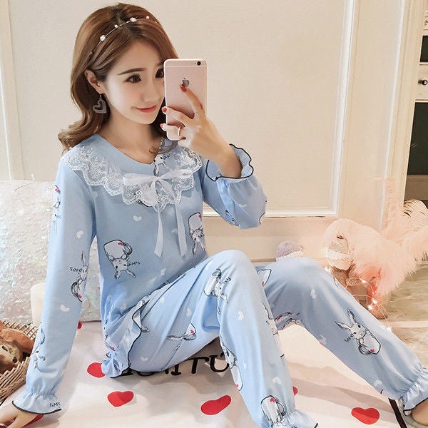 Kpop Cute Ruffled Bow Pajama Sets