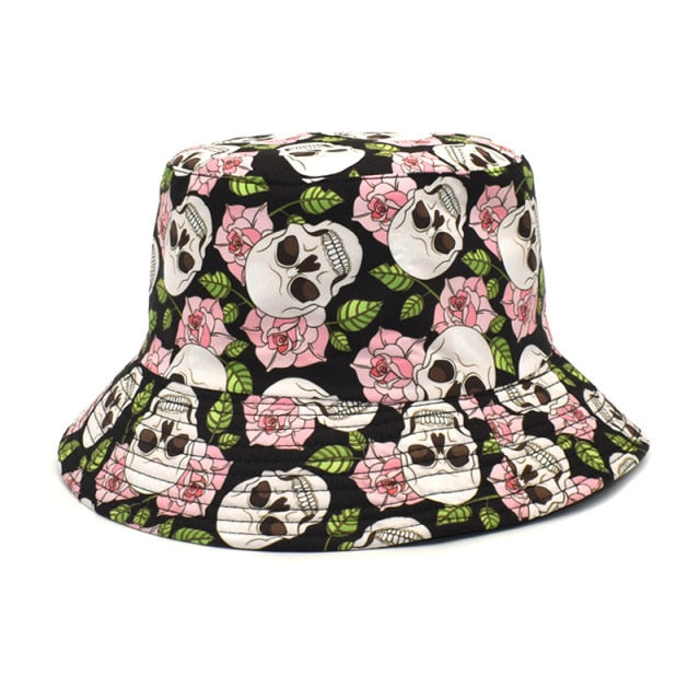 Harajuku Skull Rose Fisherman Hat