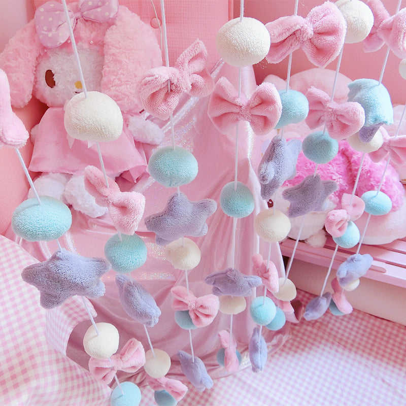 Lovely Pink Stars Bow Plush Hanging Curtain