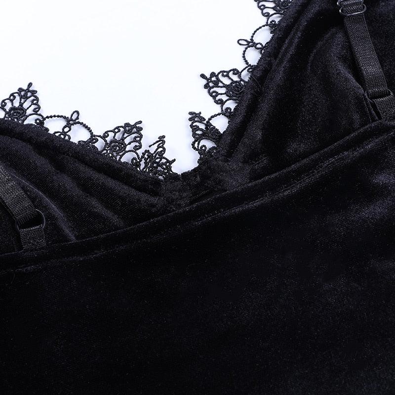 Gothic Dark Lace Halter Tops