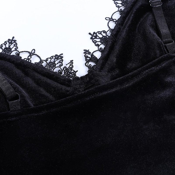 Gothic Dark Lace Halter Tops