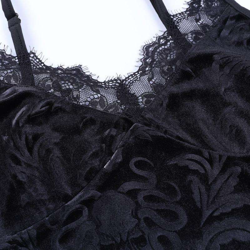 Gothic Dark Lace Halter Tops