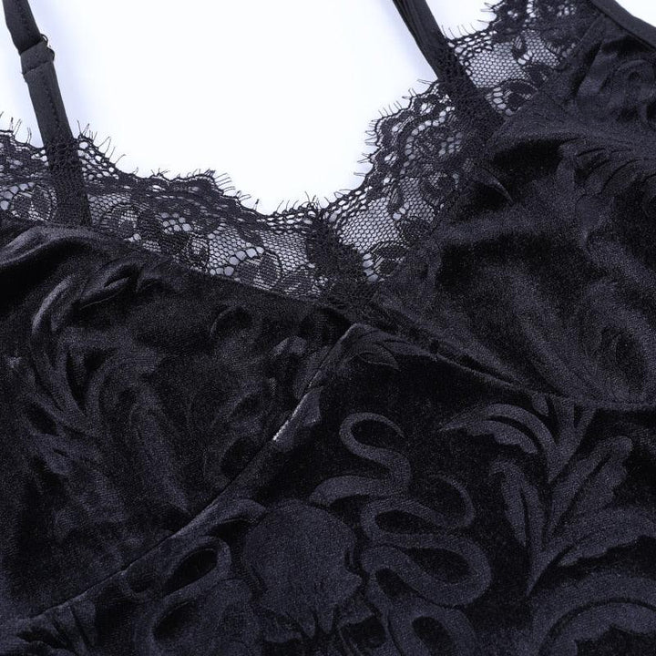 Gothic Dark Lace Halter Tops