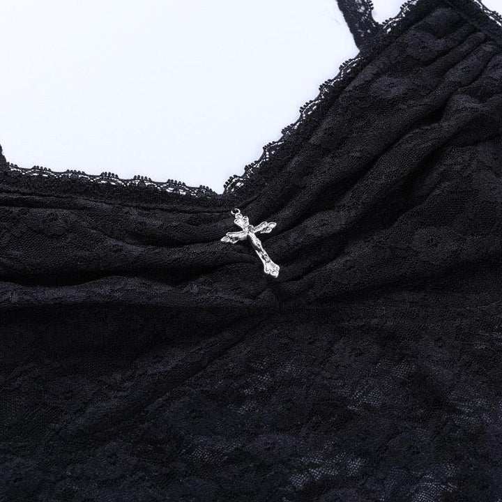 Gothic Dark Lace Halter Tops