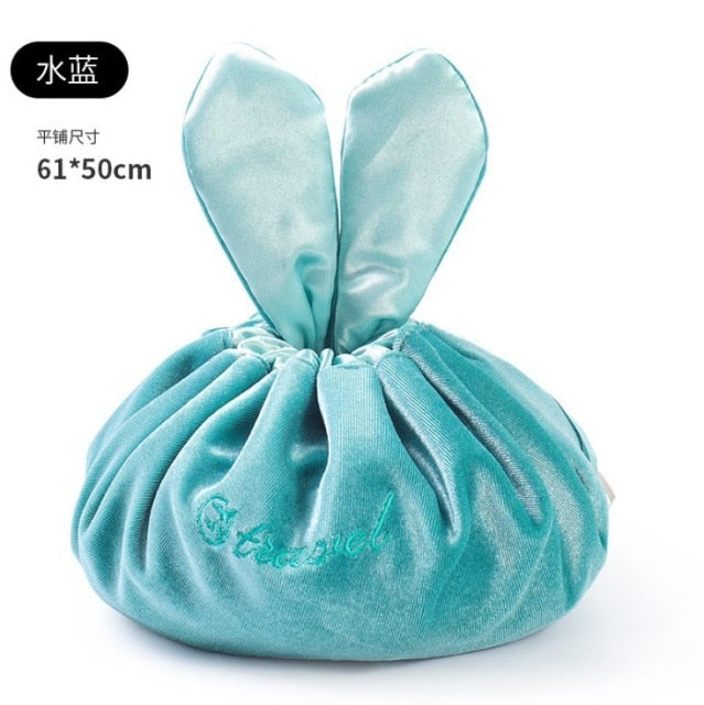 Kawaii Rabbit Ear Flannel Lazy Cosmetic Bag
