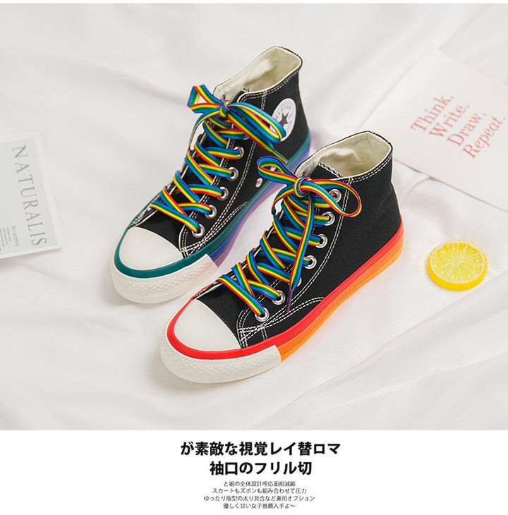 Harajuku Rainbow High Top Sneakers Canvas