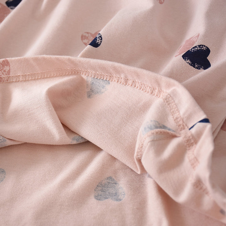 Cotton Sleepwear Suit Heart Print Pajamas
