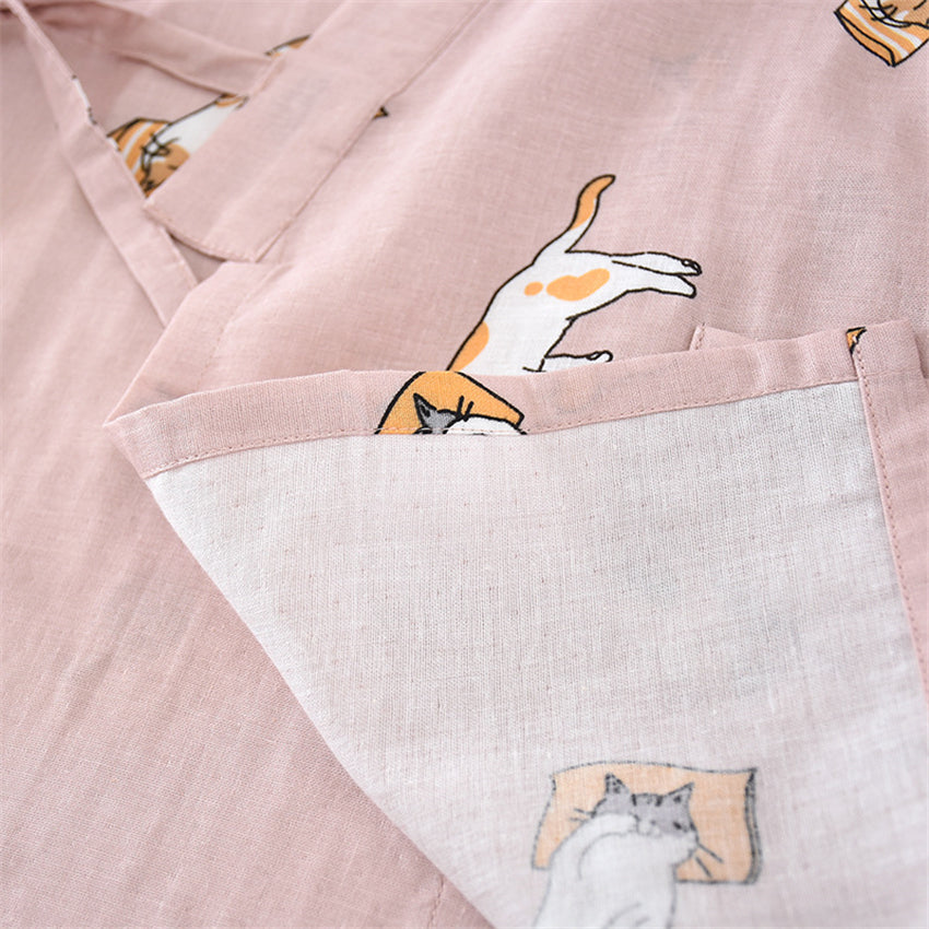 Kawaii Cat Printed Kimono Lover Pajamas