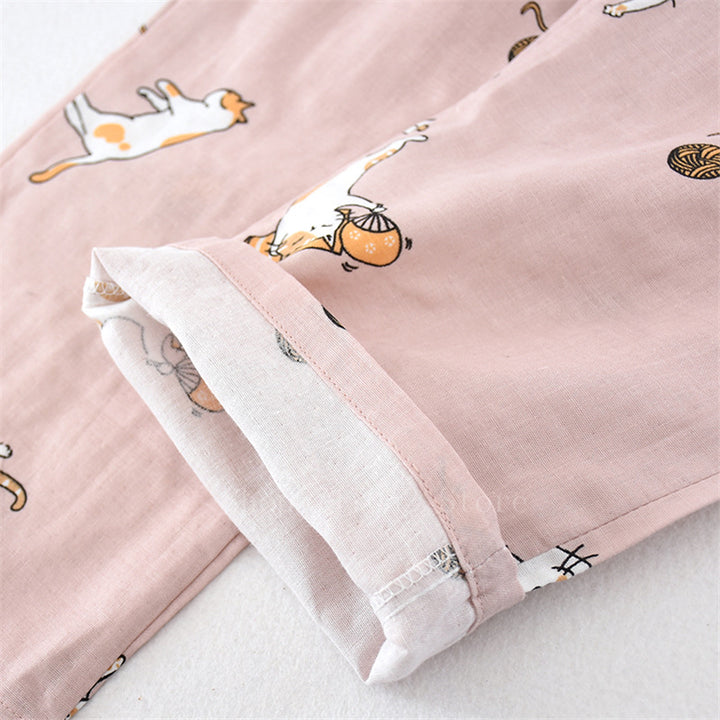 Kawaii Cat Printed Kimono Lover Pajamas