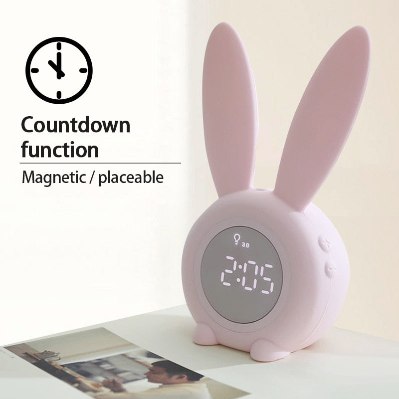Cute Rabbit Timer Night Light Silicone Clock