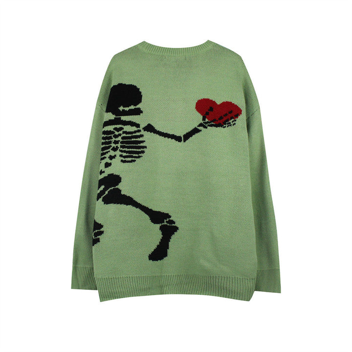Sweaters Knitted Skull Heart Punk Rock Gothic Jumpers Hip Hop Casual Loose Knitwear