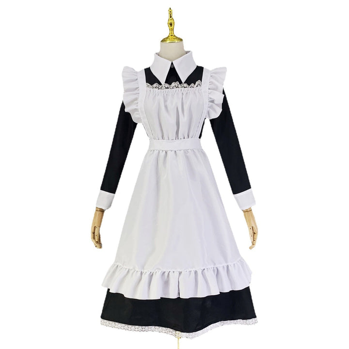 Black and White Long Dress Gothic Style Maid Costume