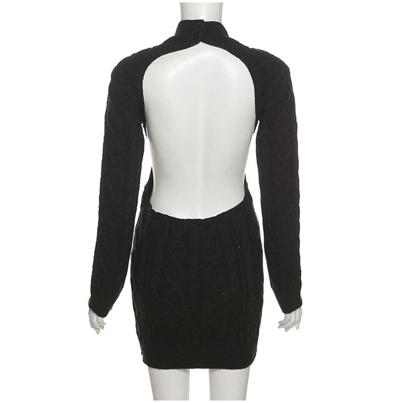 Sexy Backless Slim Mini Sweater Dress