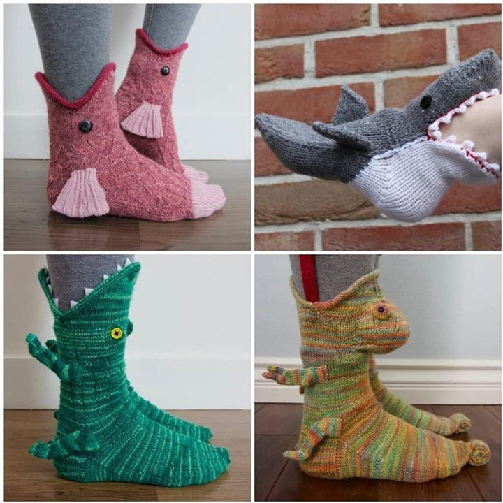 Christmas Socks Shark Chameleon Crocodile knit Socks