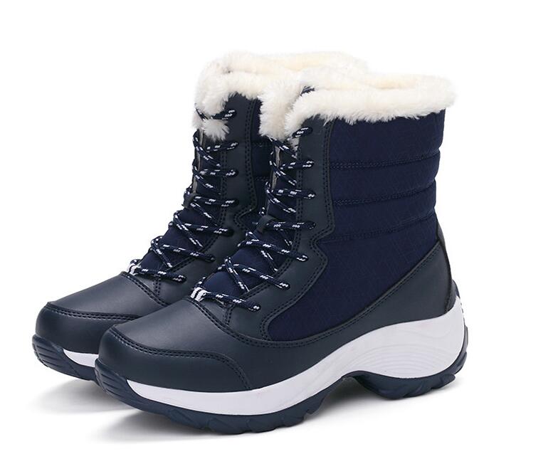 Waterproof Winter Plush Velvet Lace-up Boots