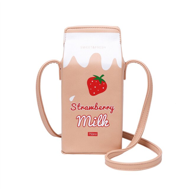 Kawaii Girls Fruits Milk Box Cross Body Bag