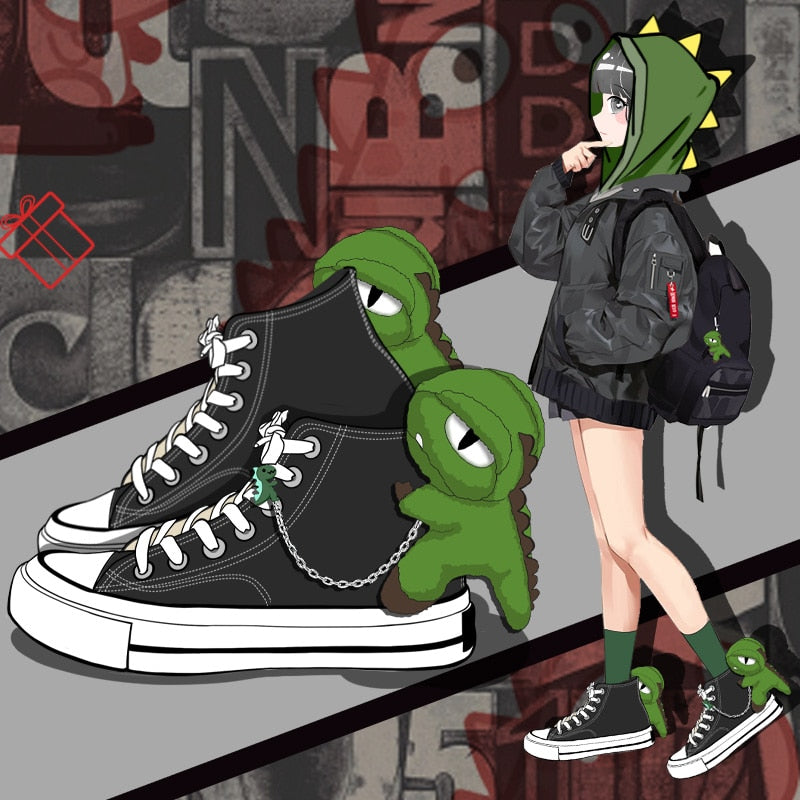 Anime Dinosaurs High Tops Canvas Shoes