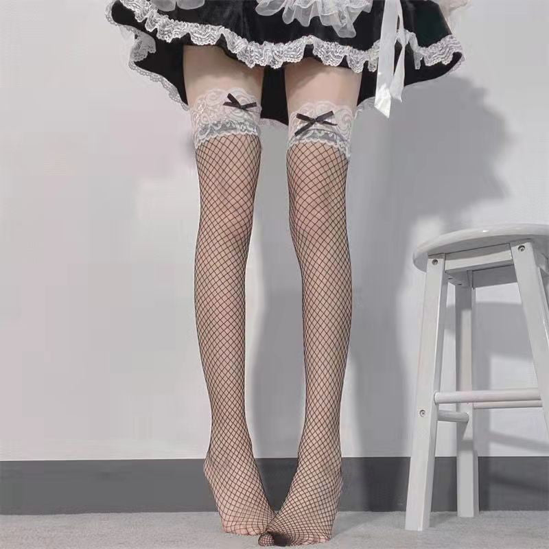 Cute Bow Lace Top Thigh High Stockings