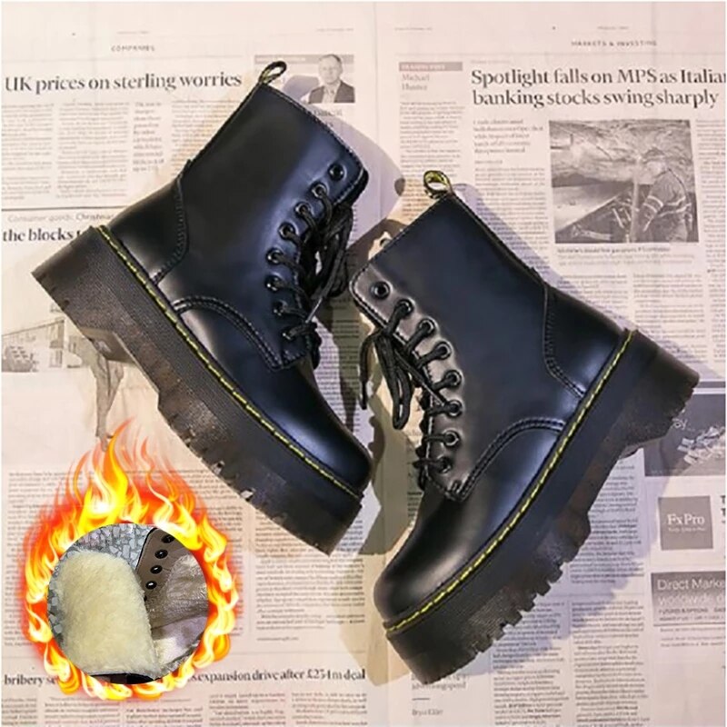 Women Grunge Shoes Platform Lace-up Combat Boots