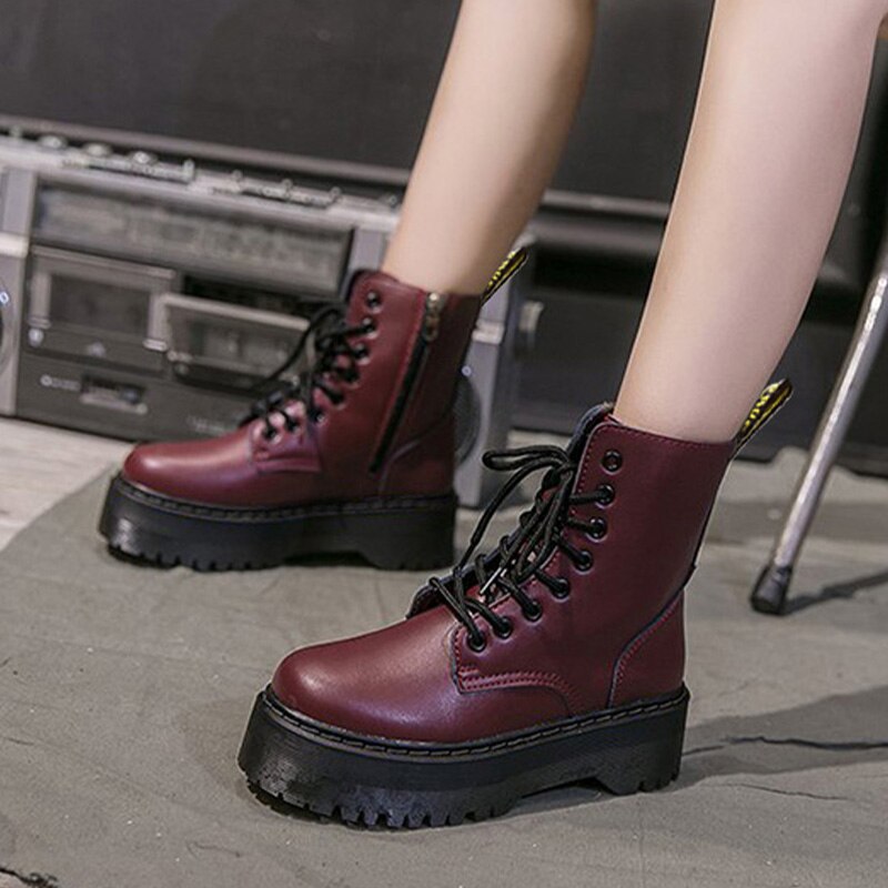 Women Grunge Shoes Platform Lace-up Combat Boots