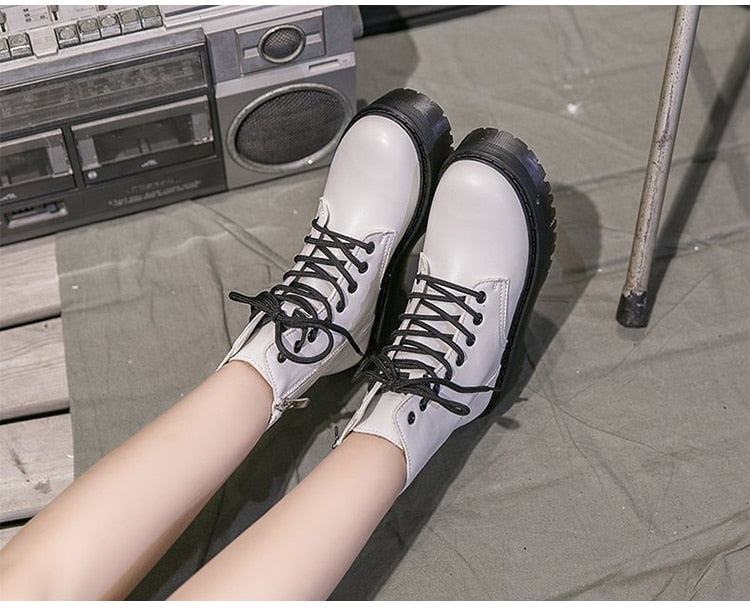 Women Grunge Shoes Platform Lace-up Combat Boots