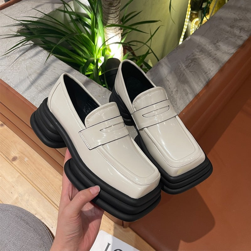 Square Toe Platform Y2K Loafers