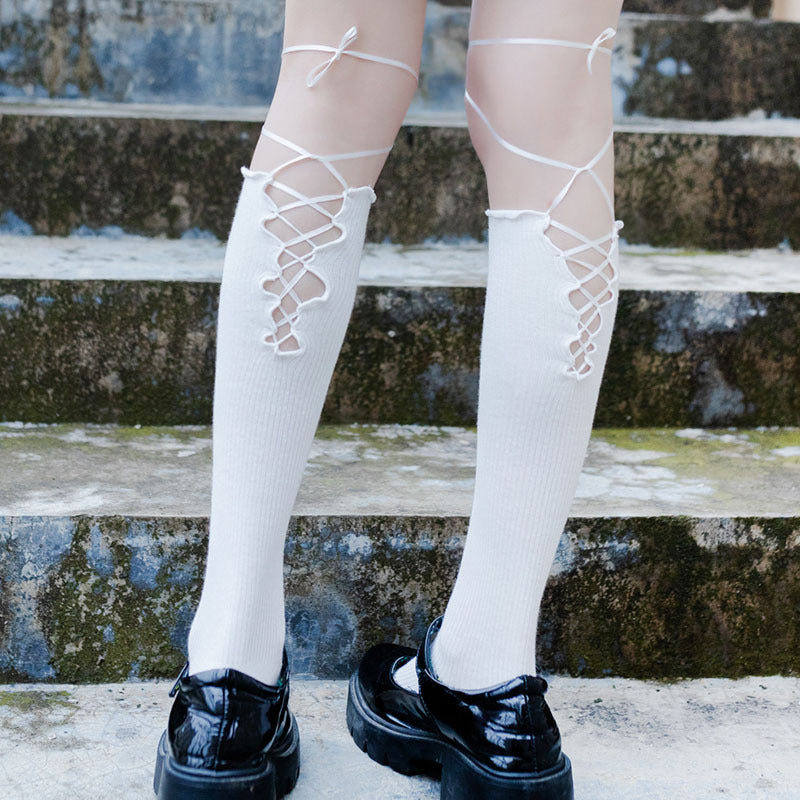 Lace-up Hollow Cute Calf Socks