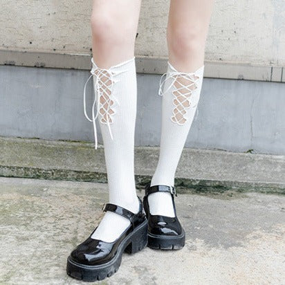 Lace-up Hollow Cute Calf Socks